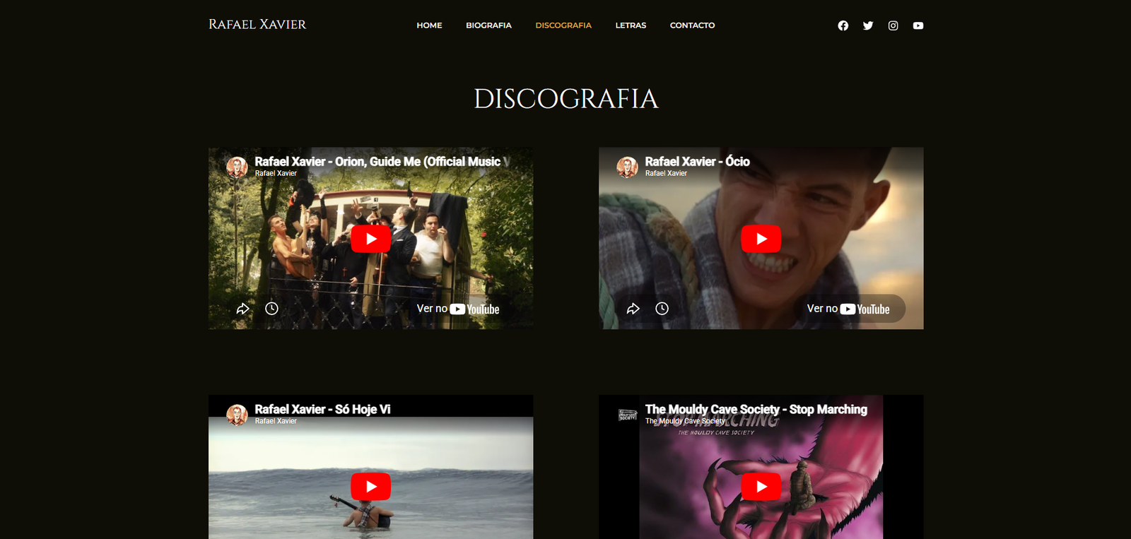 Rafael Xavier Musician website discography page